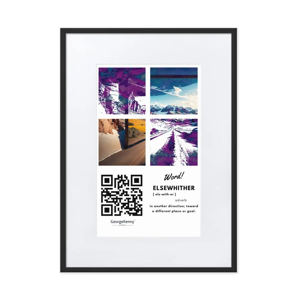 Elsewhither | Word Art | Matte Paper Framed Print With Mat GeorgeKenny Design