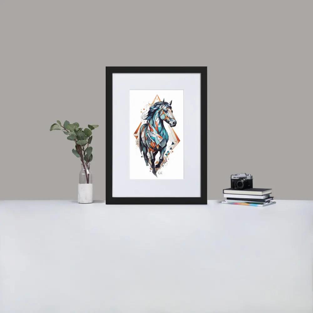 Framed Print with Mat | Geometric Horse GeorgeKenny Design