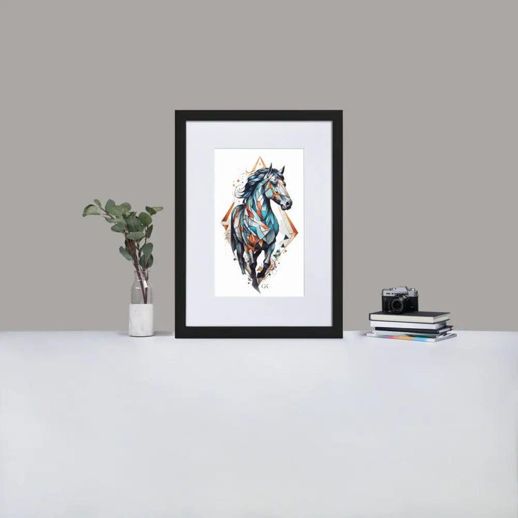 Framed Print with Mat | Geometric Horse GeorgeKenny Design