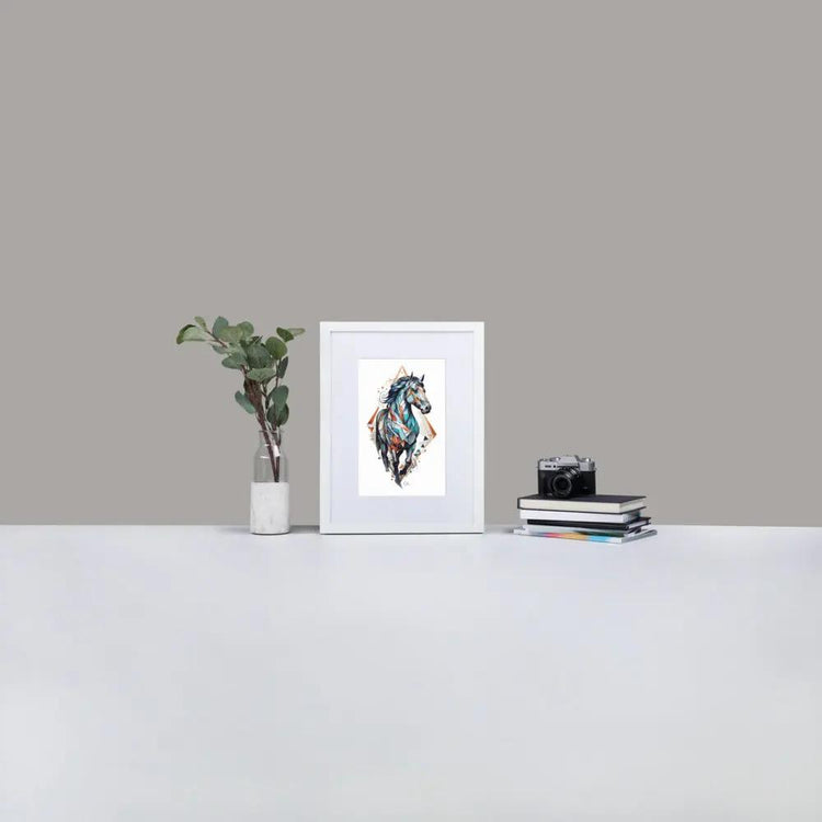 Framed Print with Mat | Geometric Horse GeorgeKenny Design