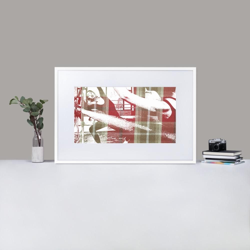 Ballet Practice- Framed Print with Mat - Balmoral Check - GeorgeKenny Design