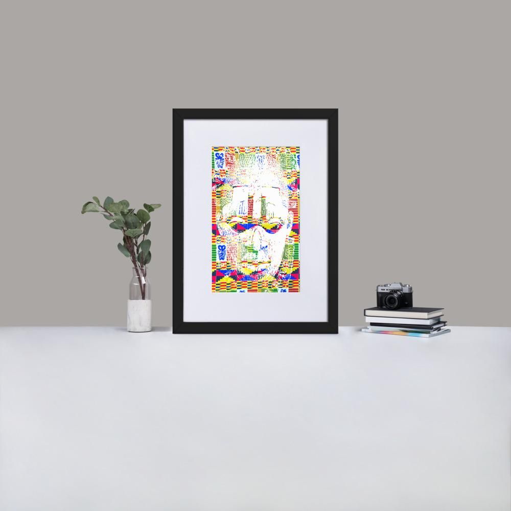 Benin Ivory Mask - Framed Print With Mat - African Inspired - GeorgeKenny Design