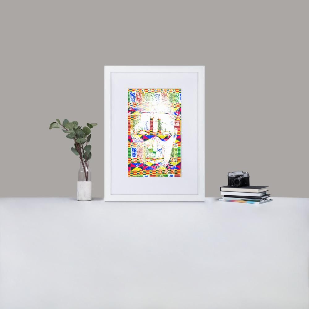 Benin Ivory Mask - Framed Print With Mat - African Inspired - GeorgeKenny Design
