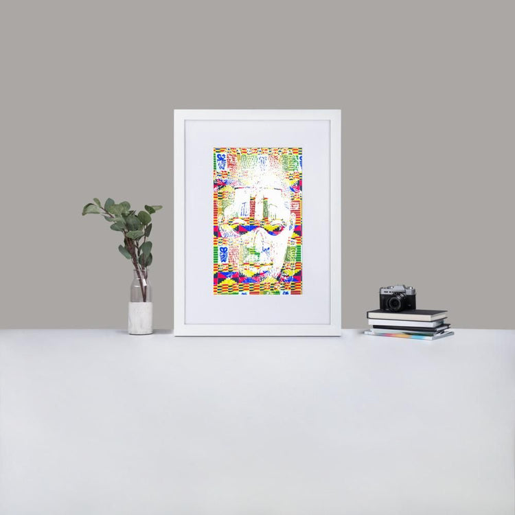 Benin Ivory Mask - Framed Print With Mat - African Inspired - GeorgeKenny Design