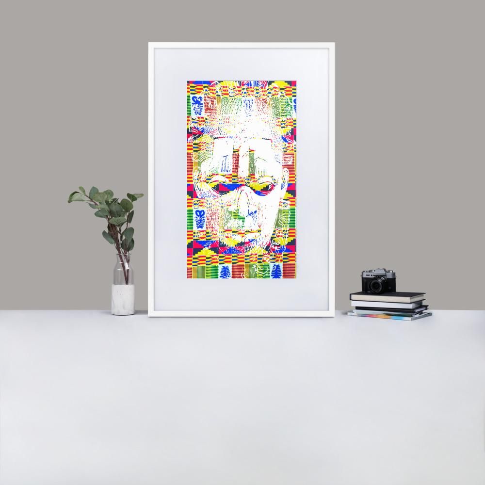 Benin Ivory Mask - Framed Print With Mat - African Inspired - GeorgeKenny Design