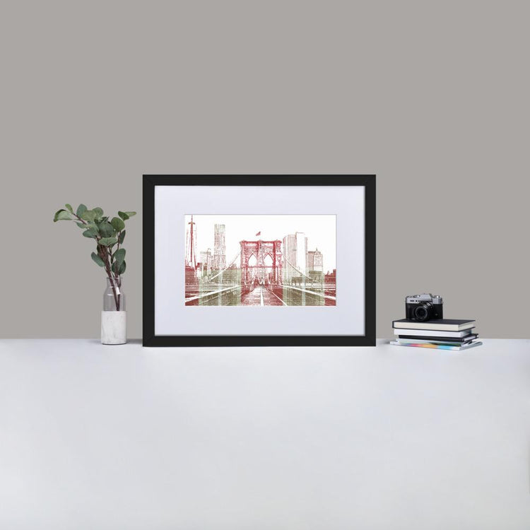 Brooklyn Bridge - Framed Print with Mat - Balmoral Check - GeorgeKenny Design