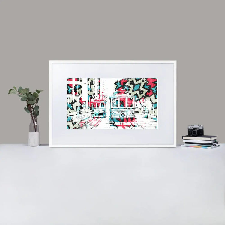 Cable Cars San Francisco - Framed Print with Mat - Abstract Dream - GeorgeKenny Design