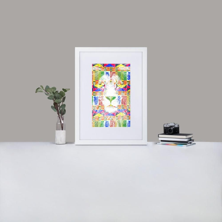 Lion - Framed Print with Mat - African Inspired - GeorgeKenny Design