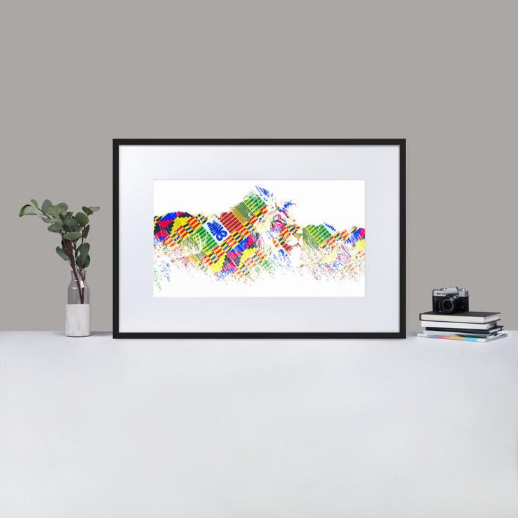 Prowling Lion - Framed Print with Mat - African Inspired - GeorgeKenny Design