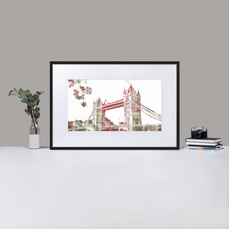 Tower Bridge London - Framed Print with Mat - Balmoral Check - GeorgeKenny Design