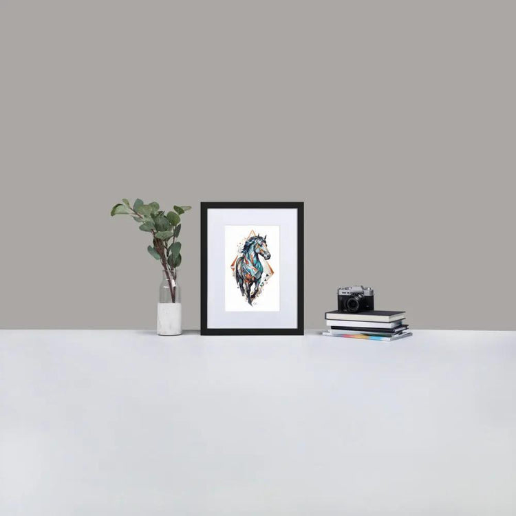 Framed Print with Mat | Geometric Horse GeorgeKenny Design