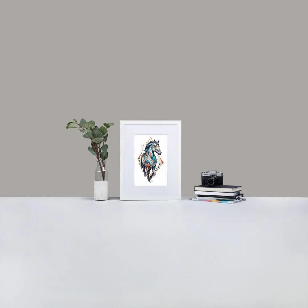 Framed Print with Mat | Geometric Horse GeorgeKenny Design