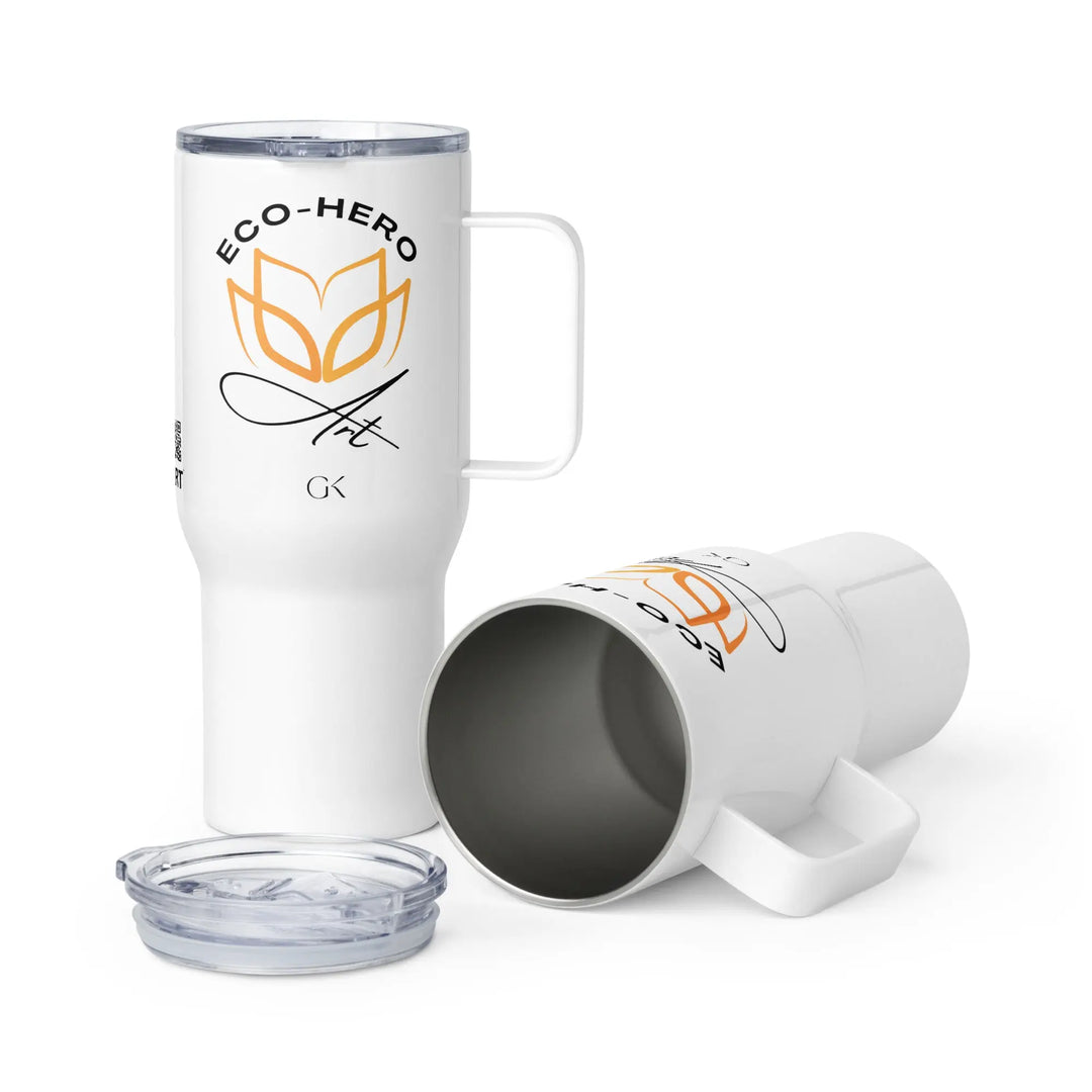 Travel mug with a handle | Eco Hero GeorgeKenny Design