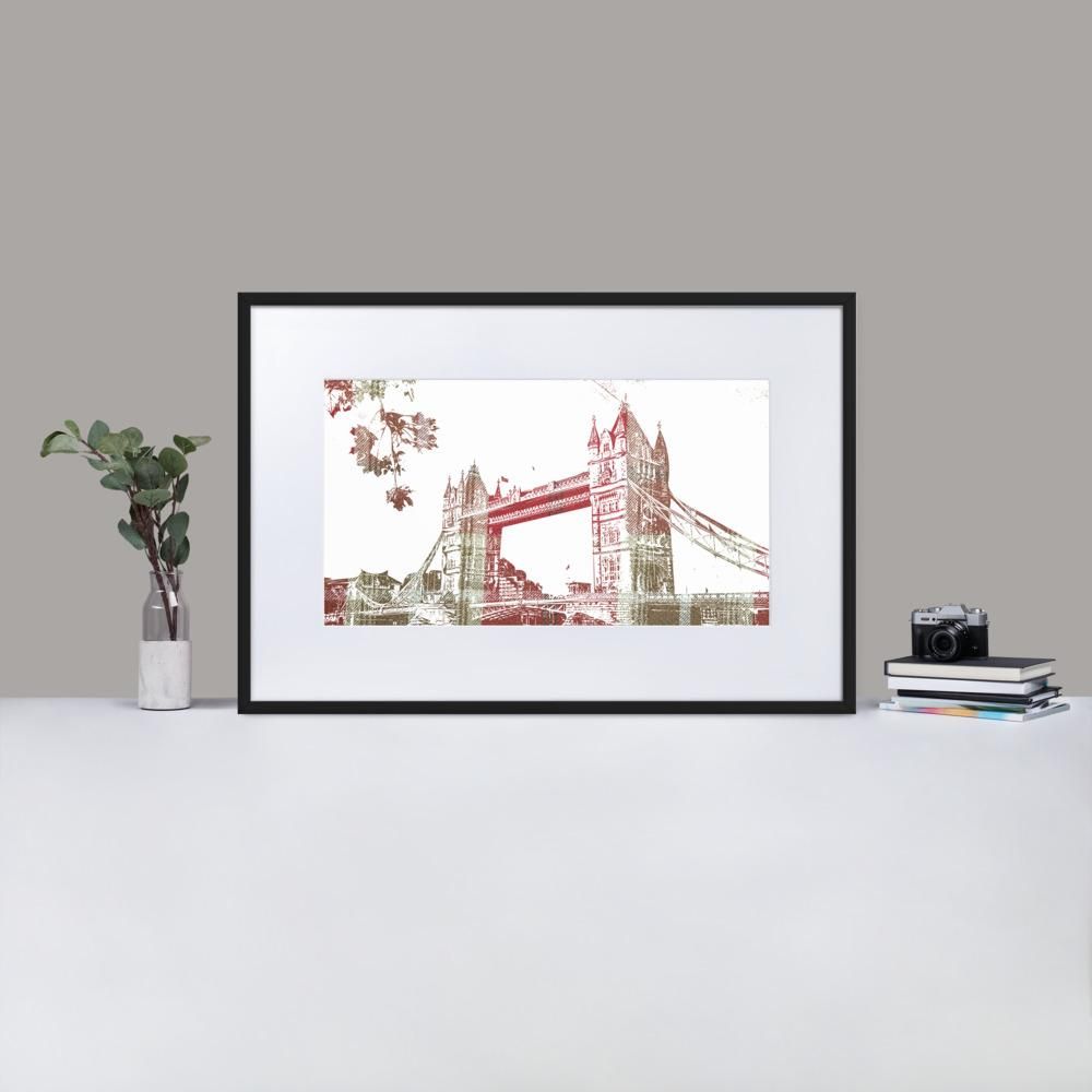 Tower Bridge London - Framed Print with Mat - Balmoral Check - GeorgeKenny Design